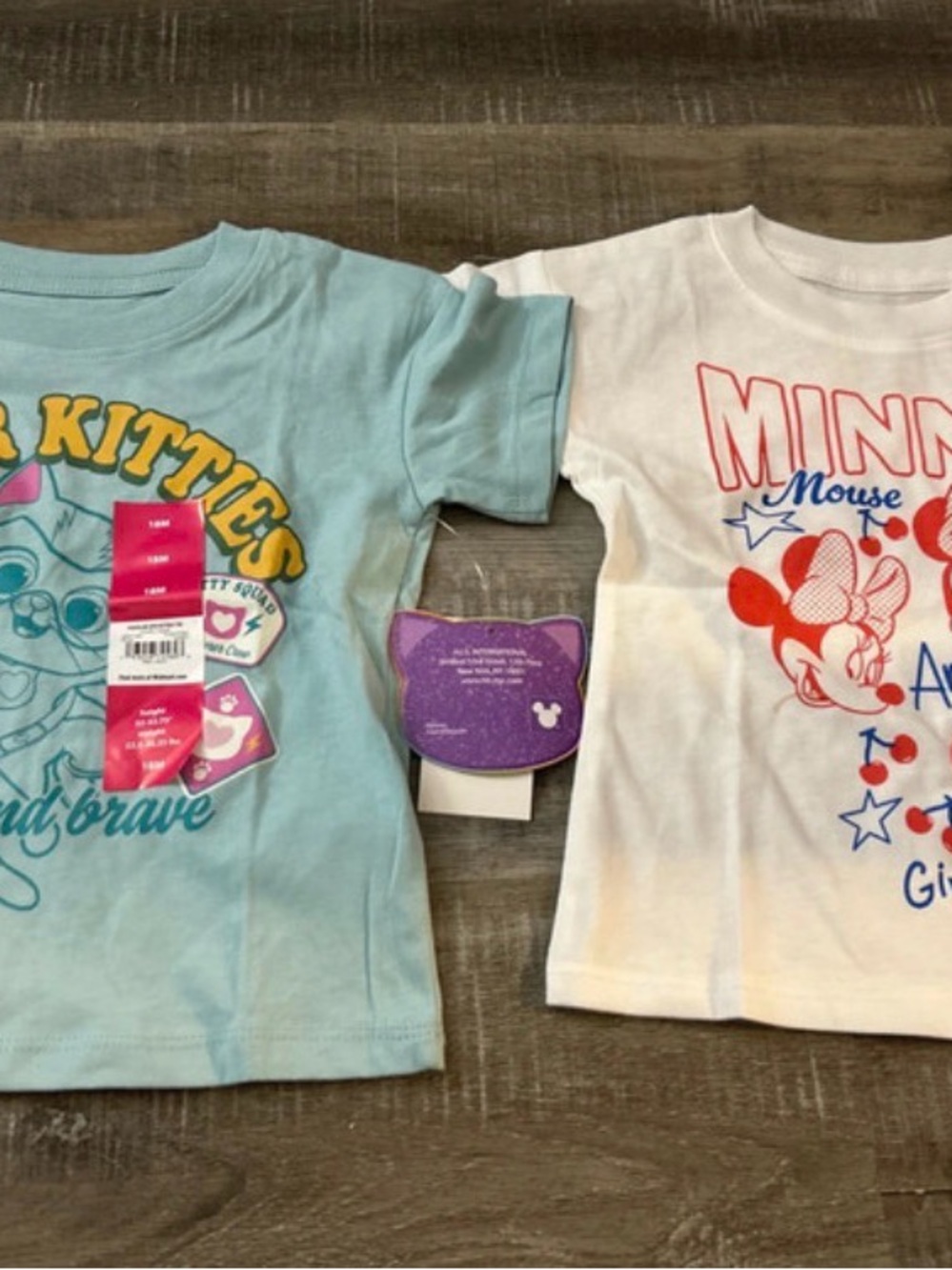 Disney Minnie Mouse & Light Blue Kitties Twin Kids Graphic Tees